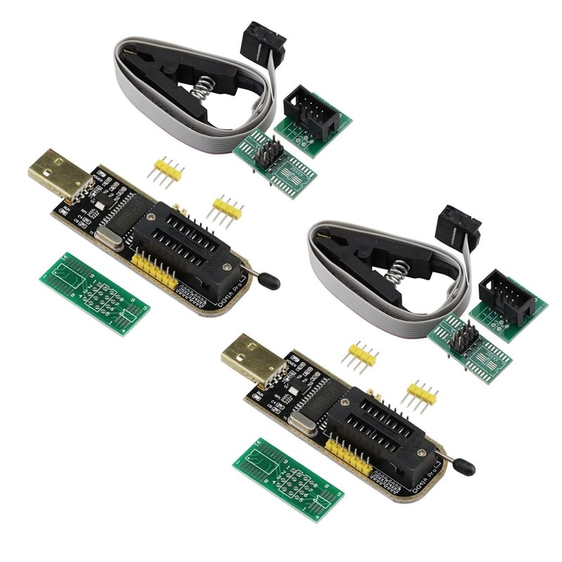 Ferwooh برامج CH341A 2PCS SPI فلاش USB لوحة رئيسية توجيه LCD BIOS 24 25 سلسلة مسجل حرق محول USB-TTL + 2 مجموعة محول SOP16 إلى 8 دبابيس SOP8 ISOIC8 مشبك اختبار IC 8 دبابيس - Image 1